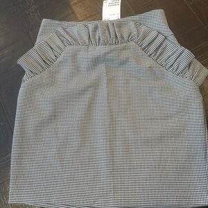 H&M Black & White Houndstooth Ruffle Waist Mini Skirt Size 4